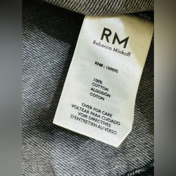 NWOT Rebecca Minkoff Studded Light Black Wash Denim Jean Jacket Women’s Sz L - Picture 15 of 16